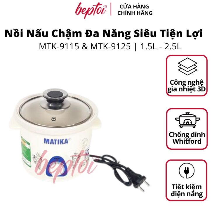 Nồi Nấu - Hầm Cháo Chậm / Nồi Kho Cá Điện / Nồi Nấu Chậm Đa Năng Siêu Tiện Lợi 1.5L - 2.5L / MTK-9115 & MTK-9125