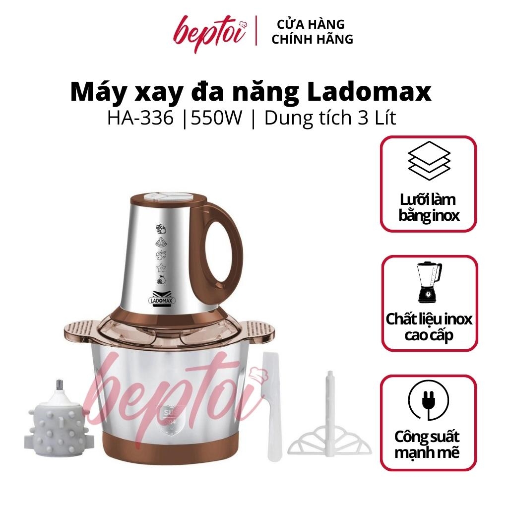 Máy xay thịt đa năng, máy xay thịt cối Inox dung tích 3 Lít, công suất 550W Ladomax HA-336