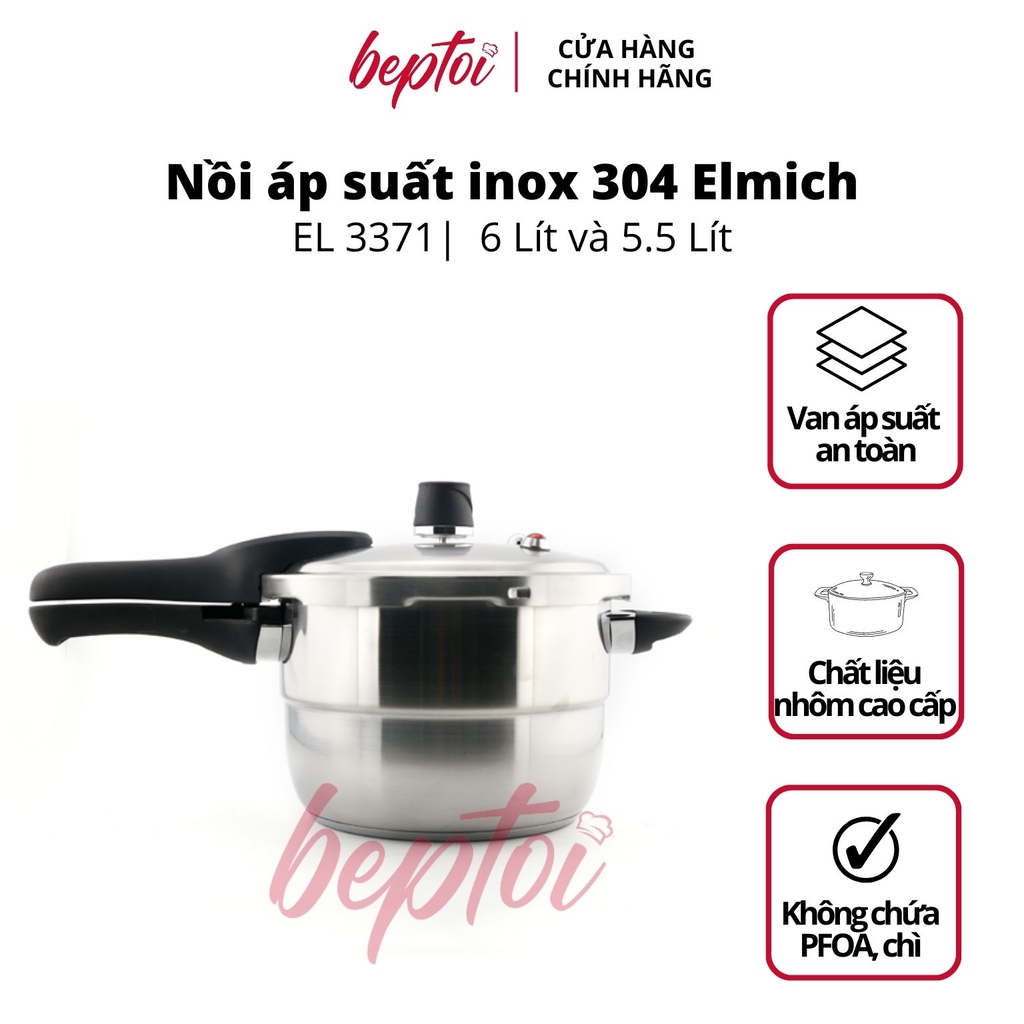 Nồi áp suất inox 304 Elmich, nồi hầm đa năng Elmich dung tích 5.5L EL-3371