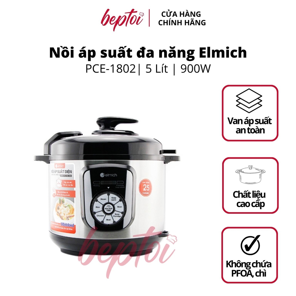 Nồi áp suất đa năng Elmich 5L, nồi áp suất điện đa năng Elmich PCE-1802