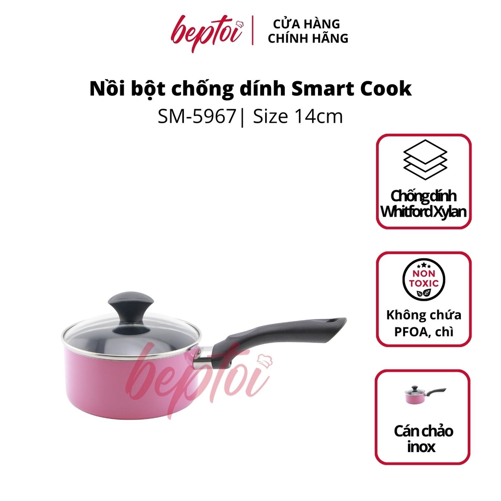 Nồi nấu bột chống dính, quánh nấu bột không kén bếp Smart Cook SM-5967 size 14cm