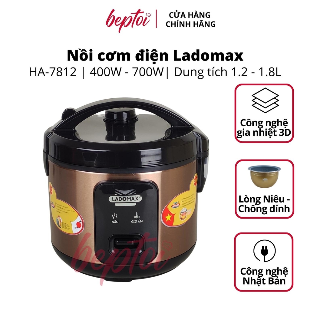 Nồi cơm điện nắp gài Ladomax, nồi cơm điện mini công suất 500W - 700W, dung tích 1.2L - 1.8L HA-78 Series