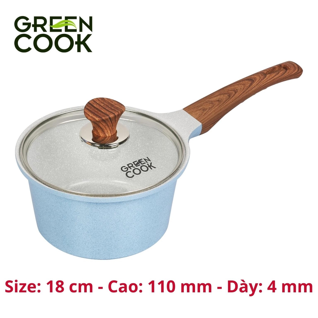 Nồi chống dính nồi bếp từ men đá chống dính xanh sapphire Green Cook GCS09-IH công nghệ Hàn Quốc
