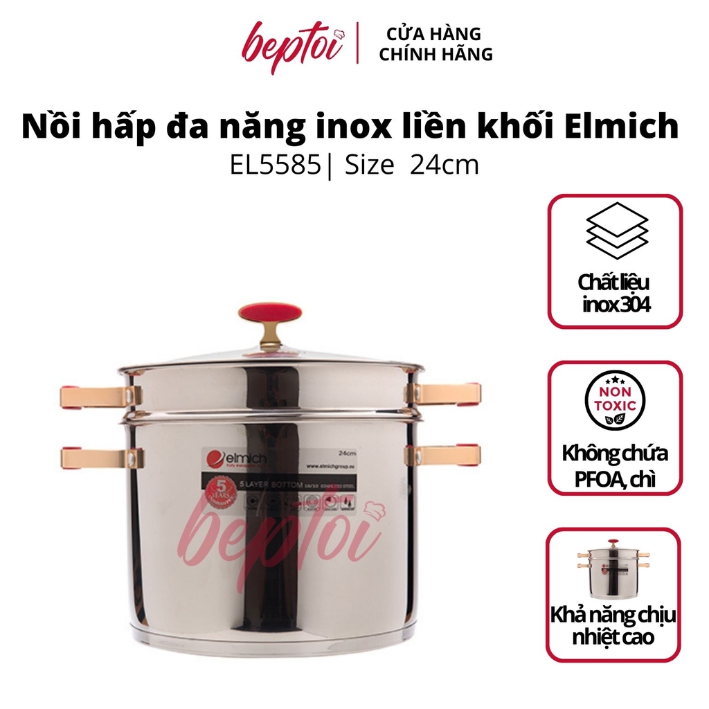 Nồi bếp từ hấp ELMICH Inox 304 Red Velvet 24cm