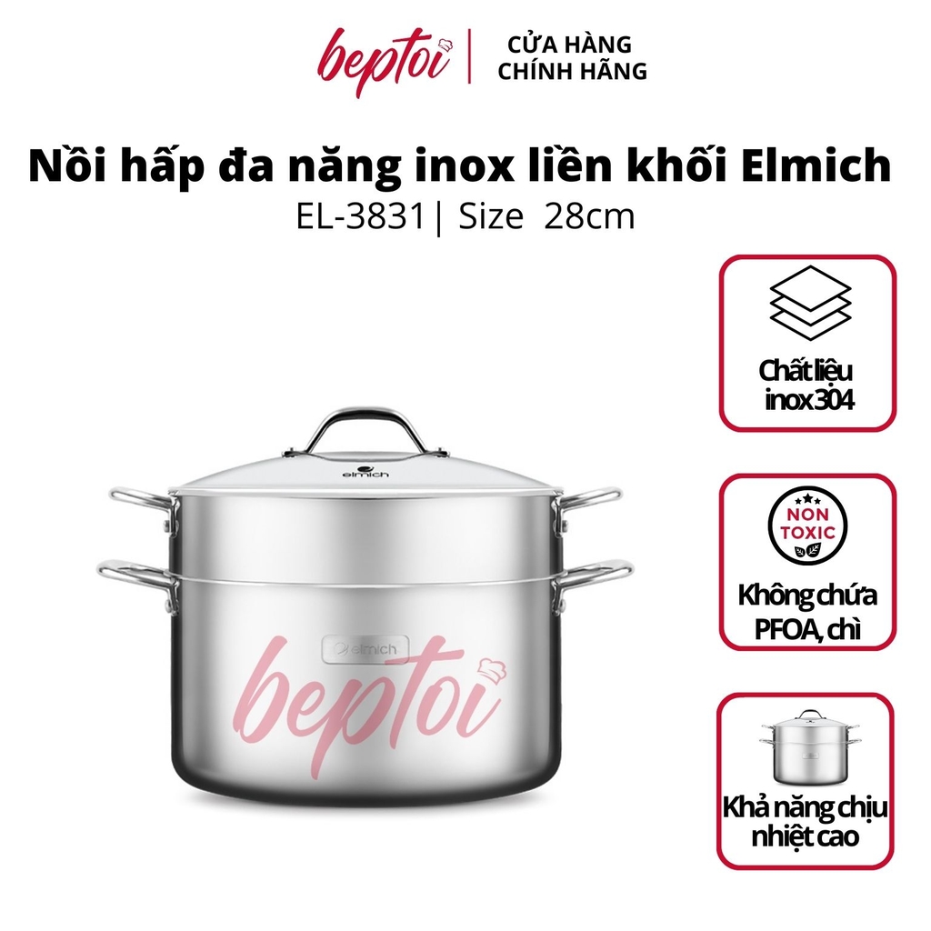 Nồi bếp từ hấp đa năng Inox liền khối Elmich Trimax Cz size 28cm