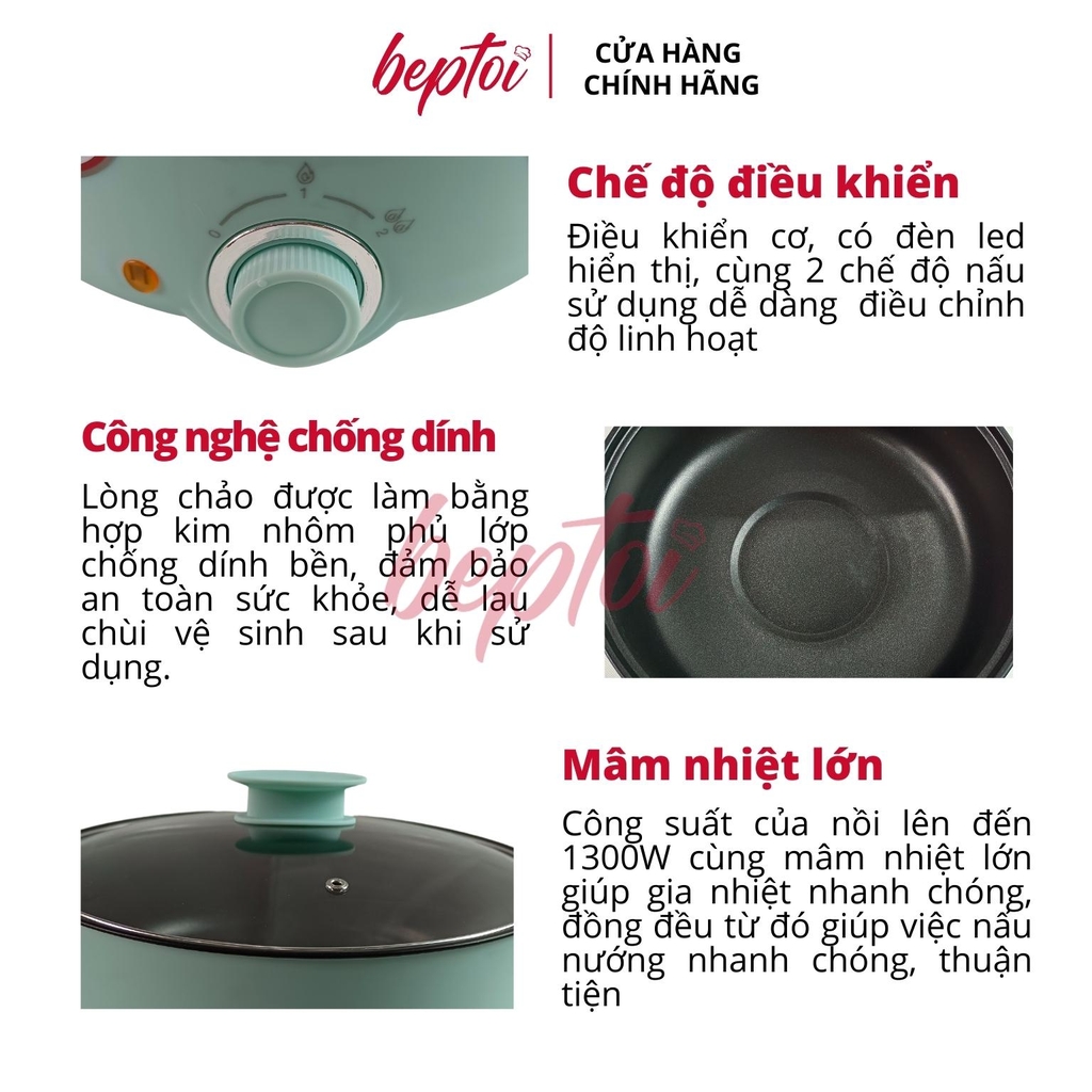 Nồi lẩu điện đa năng Ladomax, bếp lẩu điện mini dung tích 4 Lít công suất 1300W HA-237