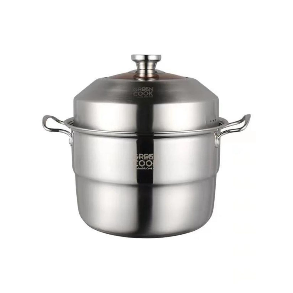 Nồi bếp từ nồi xững hấp inox đa năng Greencook 26CM GCST01- 26IH