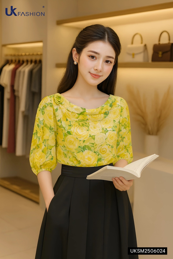 Sơ mi hoa lá cổ giếng - thay đổi phong cách của bạn UKSM2506024