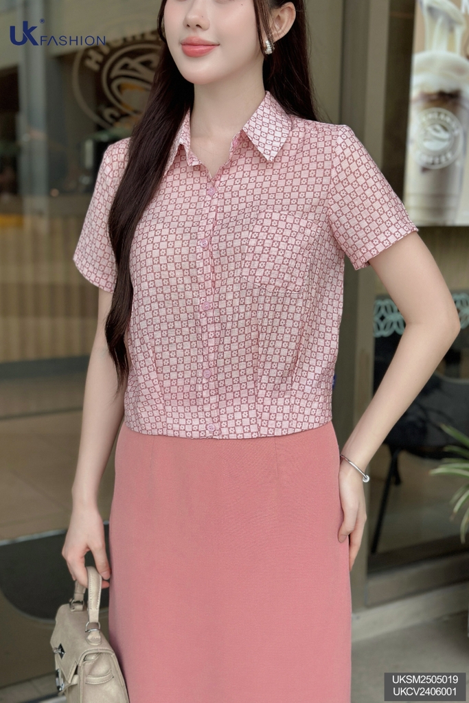 Sơ mi hoạ tiết ô kiểu dáng mới lạ, mềm mát UKSM2505019