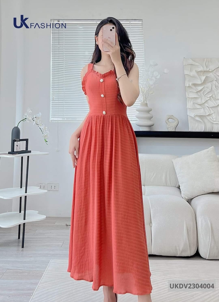 Đầm 2 Dây Nhún Eo UK Fashion Cực Hack Dáng UKDV2304004