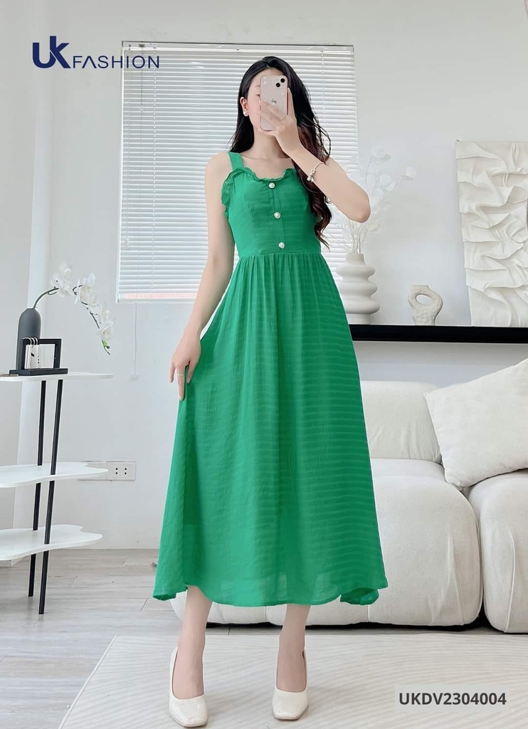 Đầm 2 Dây Nhún Eo UK Fashion Cực Hack Dáng UKDV2304004