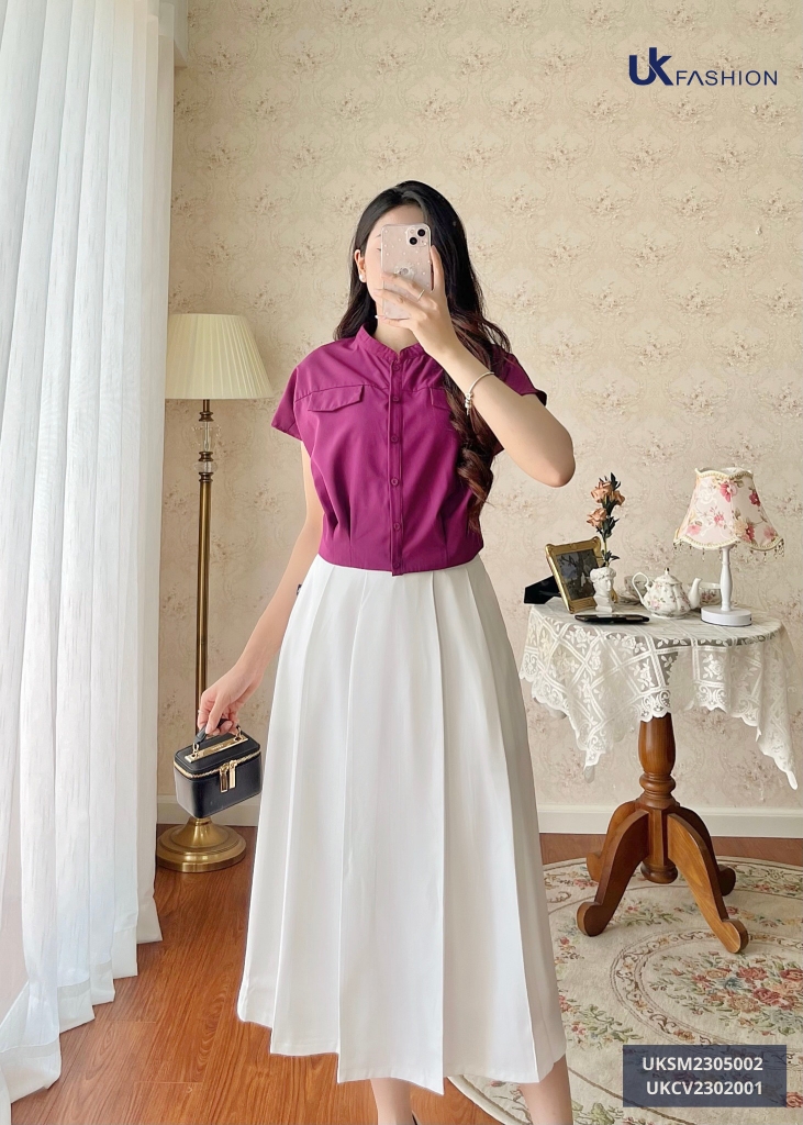 Áo Sơ Mi Cổ Tàu Vai Chờm UK Fashion Trẻ Trung, Mềm Mát UKSM2305002