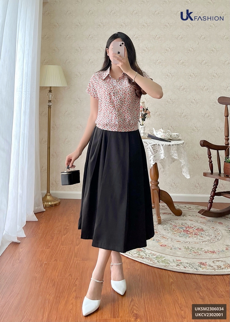 Áo Sơ Mi Hoa Cổ Đức Vai Chờm UK Fashion Trẻ Trung, Nữ Tính UKSM2306034