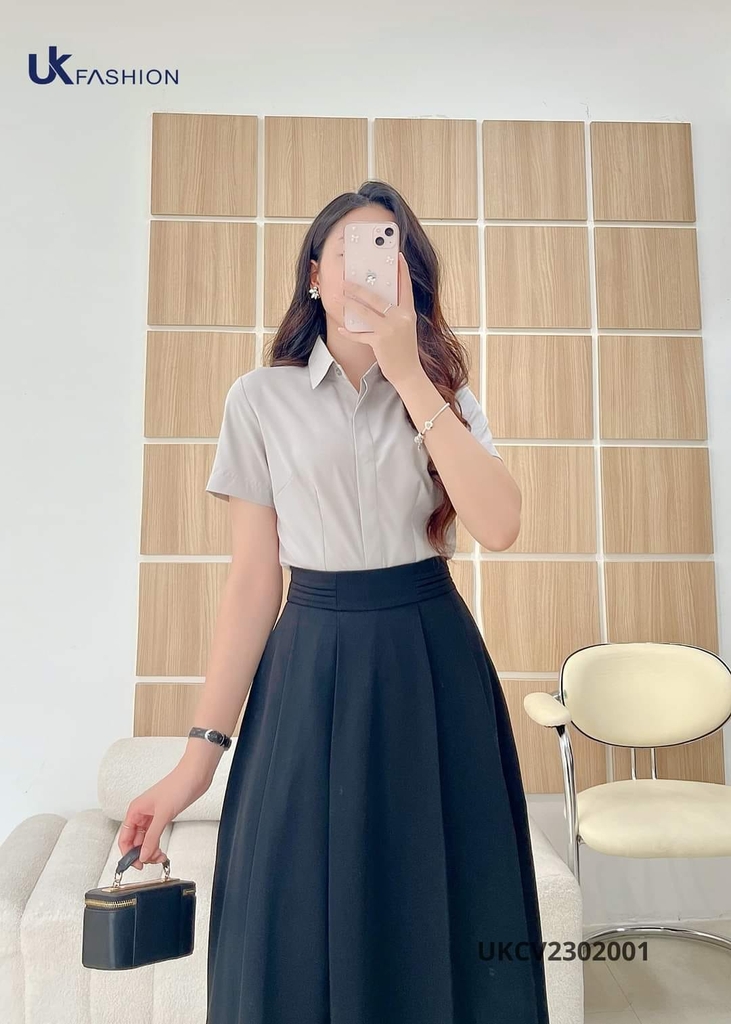 Chân Váy Xòe Xếp UK Fashion Cao Cấp, Xếp Nếp Tinh Tế UKCV2302001