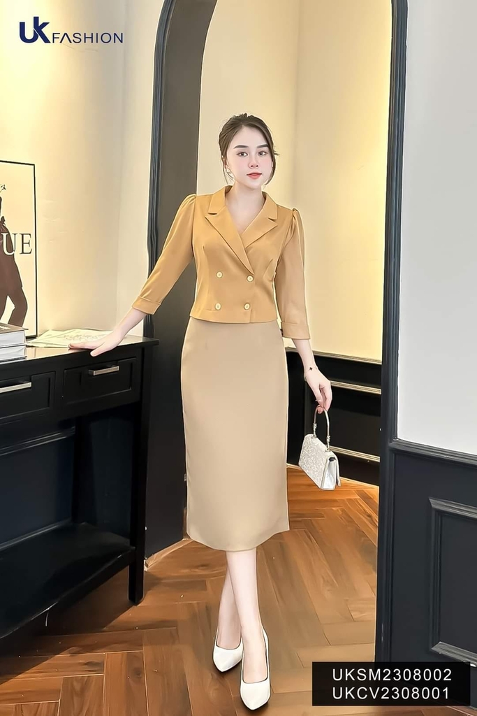 Áo Sơ Mi Giao Cúc Tay Lỡ UK Fashion Thiết Kế Giao Cúc Độc Đáo UKSM2308002