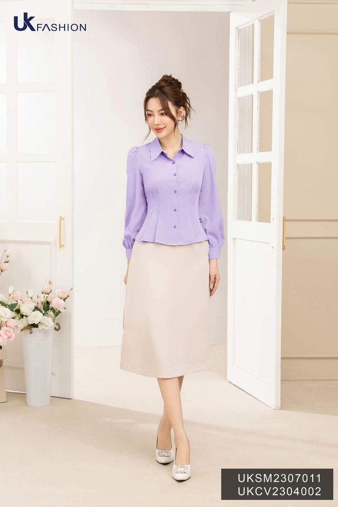 Áo Sơ Mi Dài Tay Súp Eo UK Fashion Trẻ Trung, Hiện Đại UKSM2307011