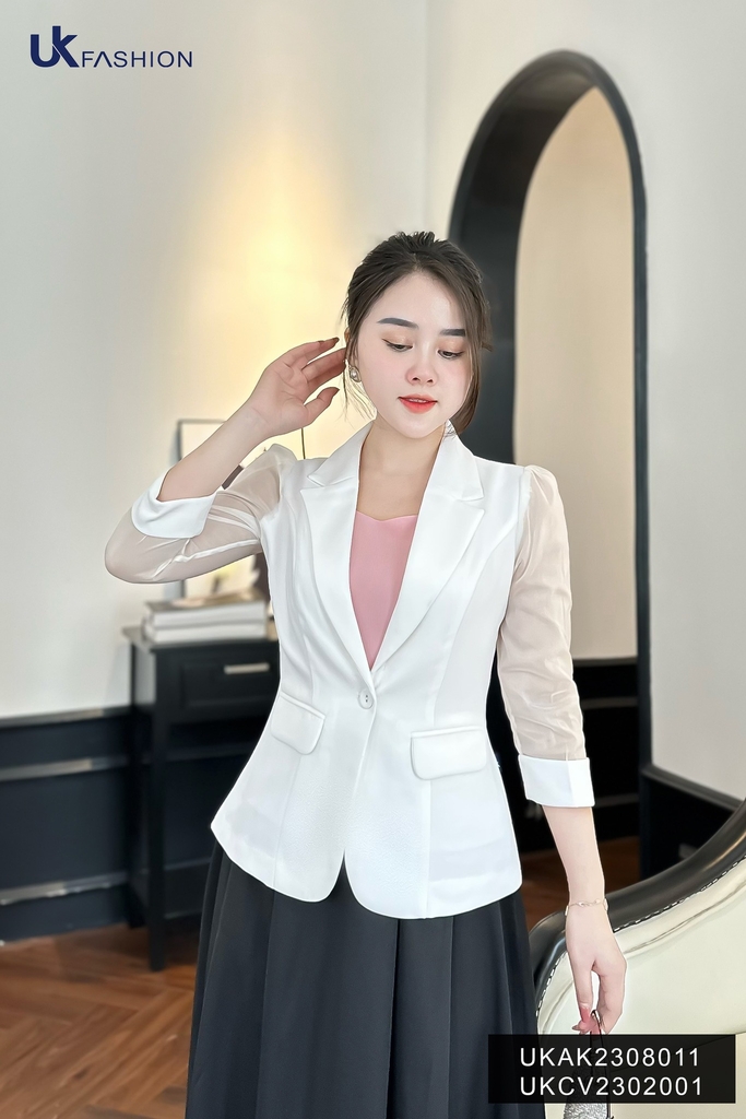 Áo Vest 1 Lớp Phối Tay Lỡ UK Fashion Đẹp, Sang Hết Nấc UKAK2308011