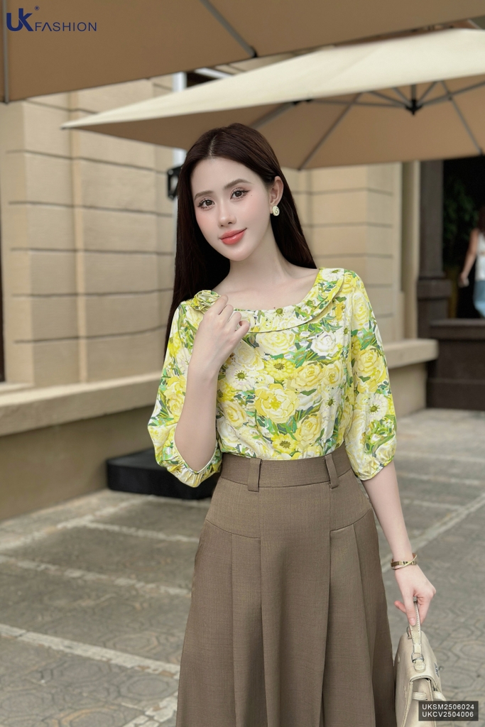 Sơ mi hoa lá cổ giếng - thay đổi phong cách của bạn UKSM2506024