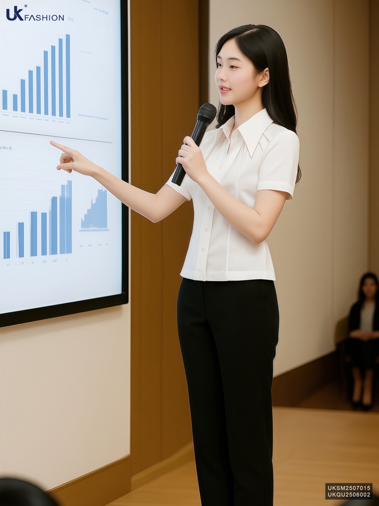 Sơ mi cổ đức nhọn ly cổ kiểu cách mới lạ UKSM2507015