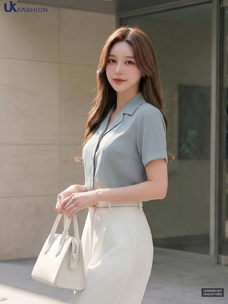 Sơ mi cổ ve kiểu dáng mới lạ, mềm mịn, thoáng mát UKSM2601007