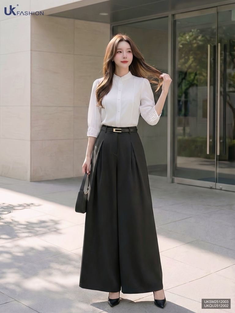 Sơ mi cổ tàu cộc tay mí cổ mềm mát siêu xinh UKSM2512006