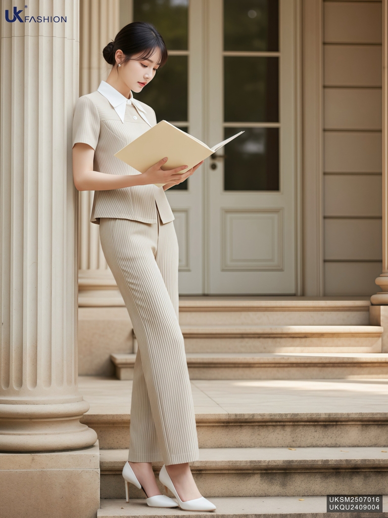 Sơ mi kẻ phối cổ kép kiểu cách mới cực trẻ UKSM2507016