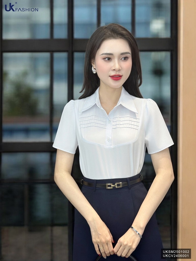 Áo Sơ Mi Mí Ngang Ngực, Nữ Tính Vải Mềm Mại UKSM2501002