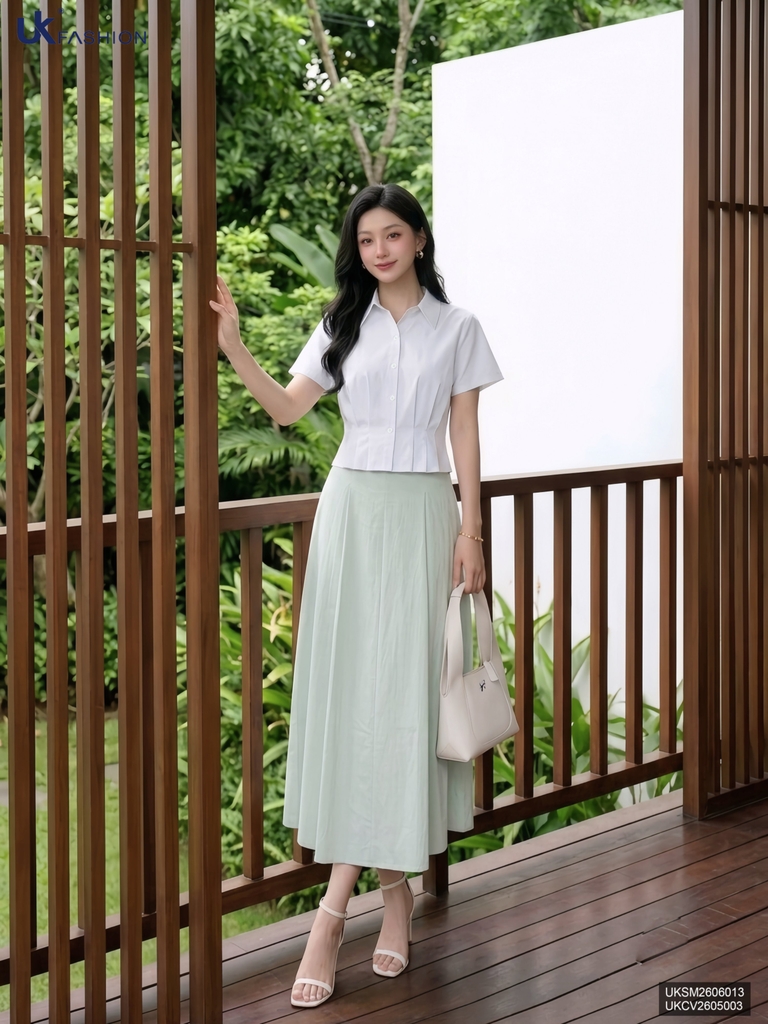 Sơ mi cổ đức 3 ly kép UKSM2606013 ( Áo rời ko kèm CV/QU/PK)
