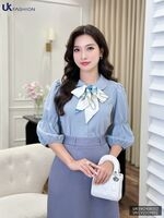 Áo Sơ Mi Cổ Sen Chun Tay UK Fashion Công Sở Nữ Thanh Lịch, Nữ Tính UKSM2406002