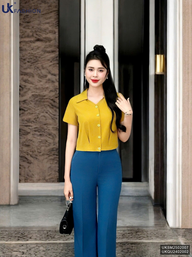 Áo Sơ Mi Súp Eo Lá Cổ Basic, Trẻ Trung Vải Mềm Mát UKSM2502007