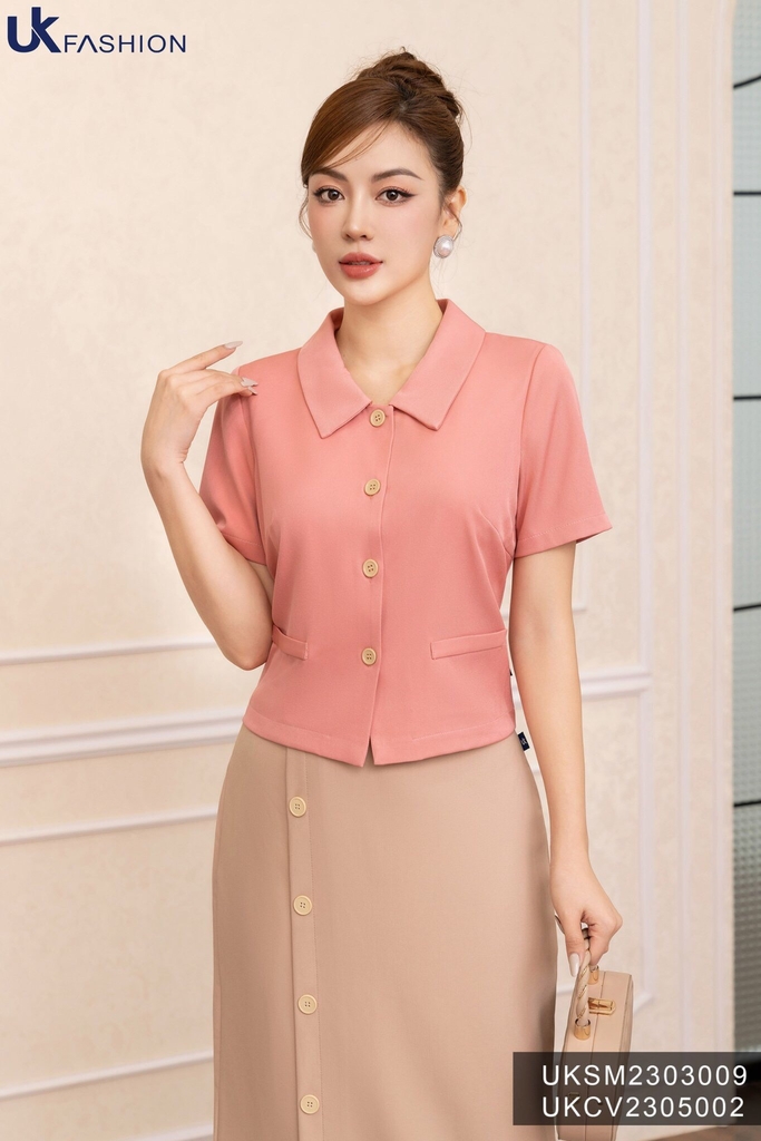 Áo Sơ Mi Cúc Nẹp Cổ UK Fashion Thanh Lịch, Nữ Tính UKSM2303009
