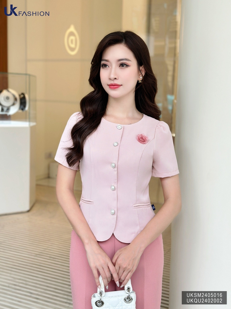 UK FASHOIN SƠ MI VẠT TRÒN TÚI CƠI CÔNG SỞ THANH LỊCH, THỜI TRANG UKSM2405016