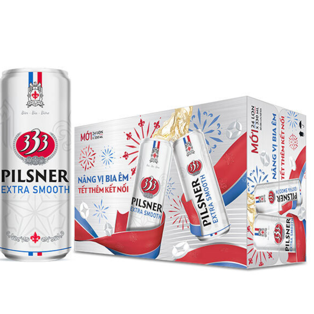 Bia VN Xuân 333 Pilsner 4,3% - Lon 330ml - Thùng 24