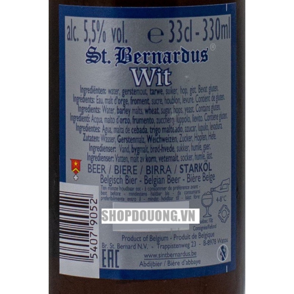 Bia Bỉ St.Bernardus WIT 5,5% - Chai 750ml - Thùng 12