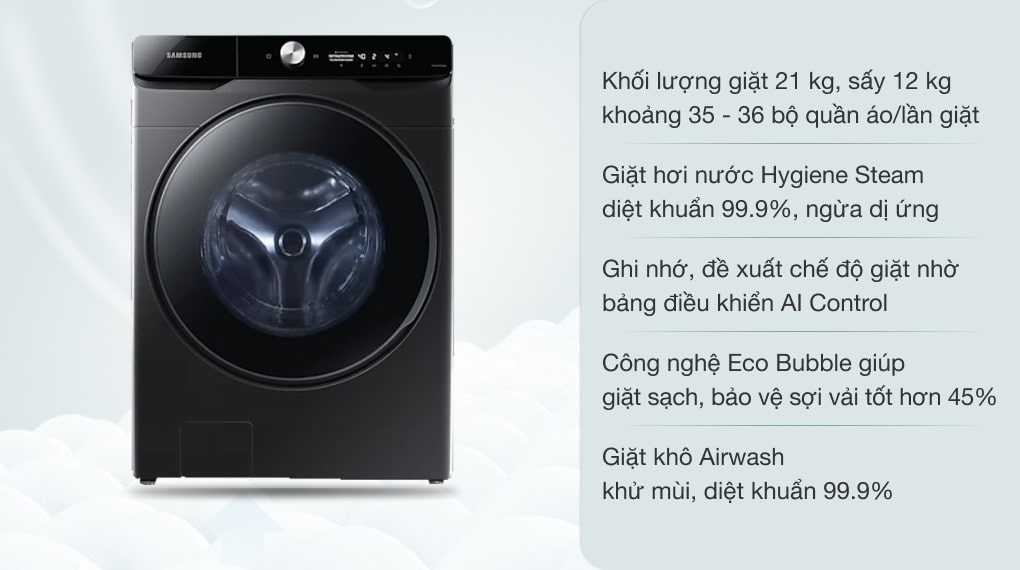 Máy giặt sấy Samsung Inverter 21 kg WD21T6500GV