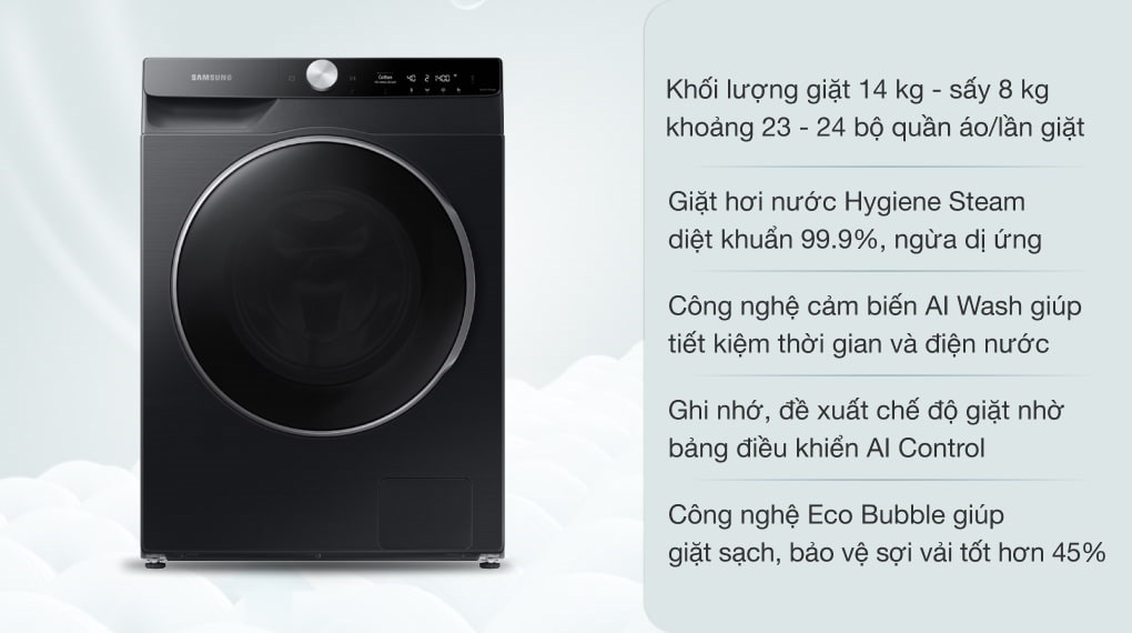 Máy giặt sấy Samsung AI Inverter 14kg WD14TP44DSB