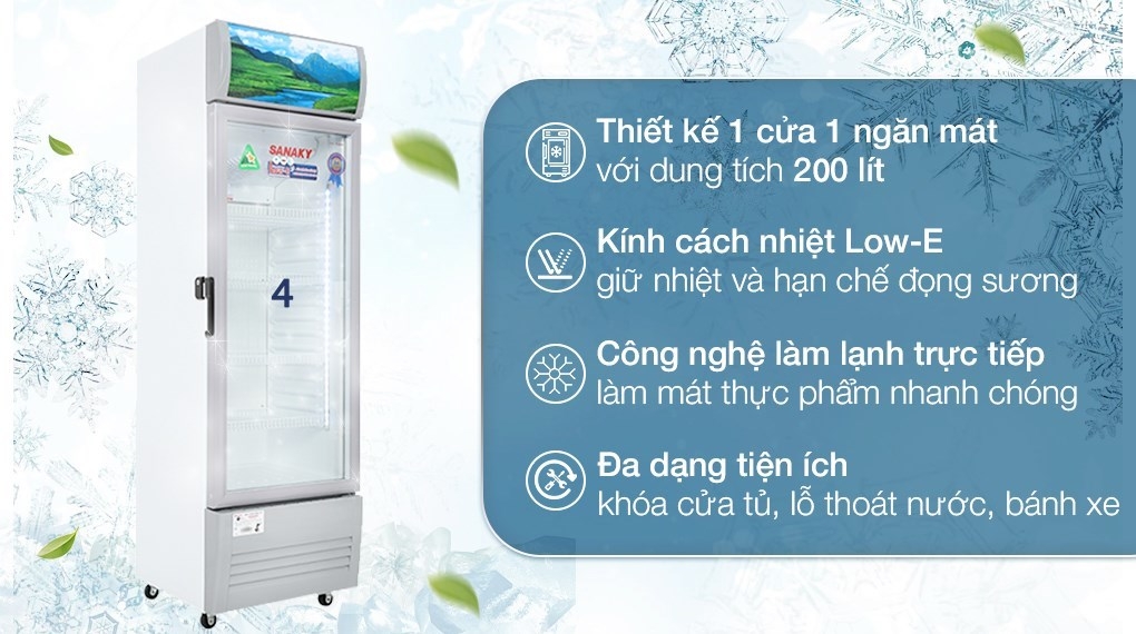 Tủ mát Sanaky 200 lít TM.VH258KL