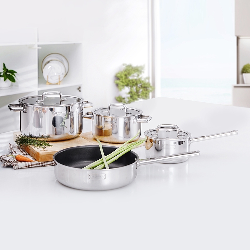 Bộ nồi Inox liên khối Elmich Trimax Eco EL-8004 18,20,26 chảo 26cm