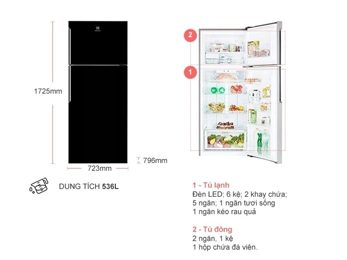 Tủ lạnh Electrolux Inverter 503 lít ETB5400B-H