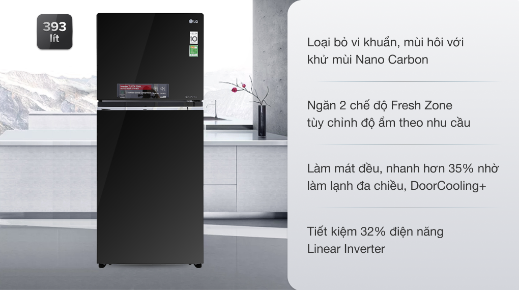 Tủ lạnh LG Inverter 393 lít GN-L422GB