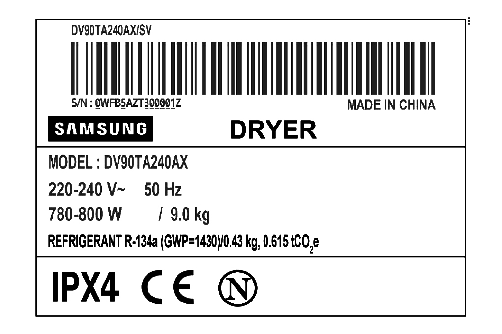 Máy sấy bơm nhiệt Samsung 9kg DV90TA240AX/SV