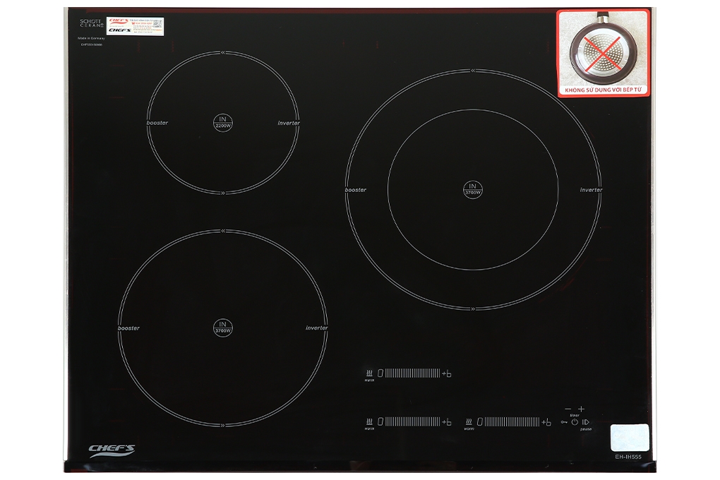 Bếp từ 3 vùng nấu lắp âm Chef's EH-IH555