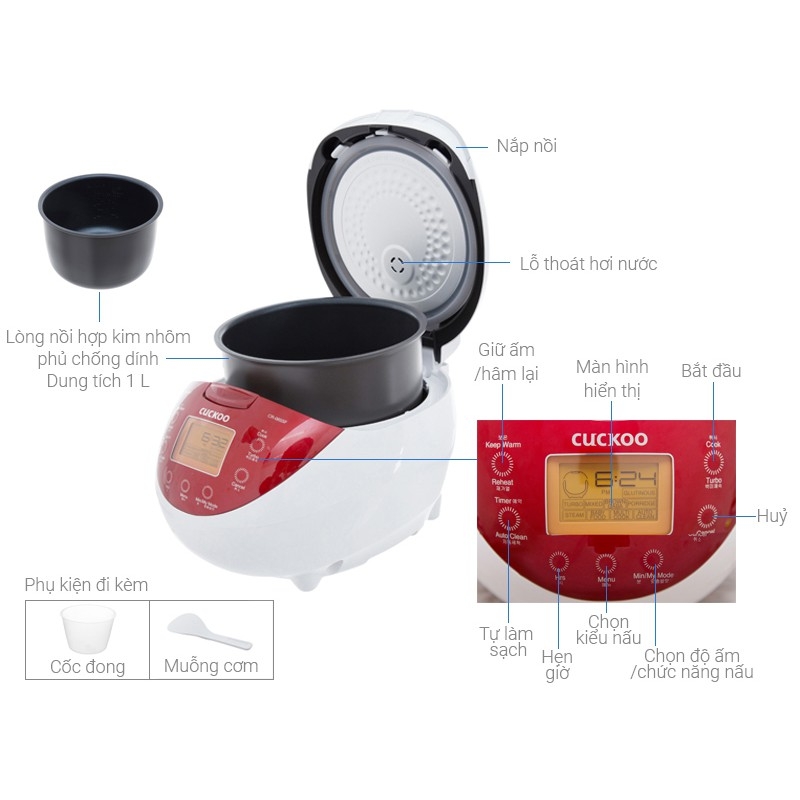 Nồi cơm điện 1.08L Cuckoo CR0655F
