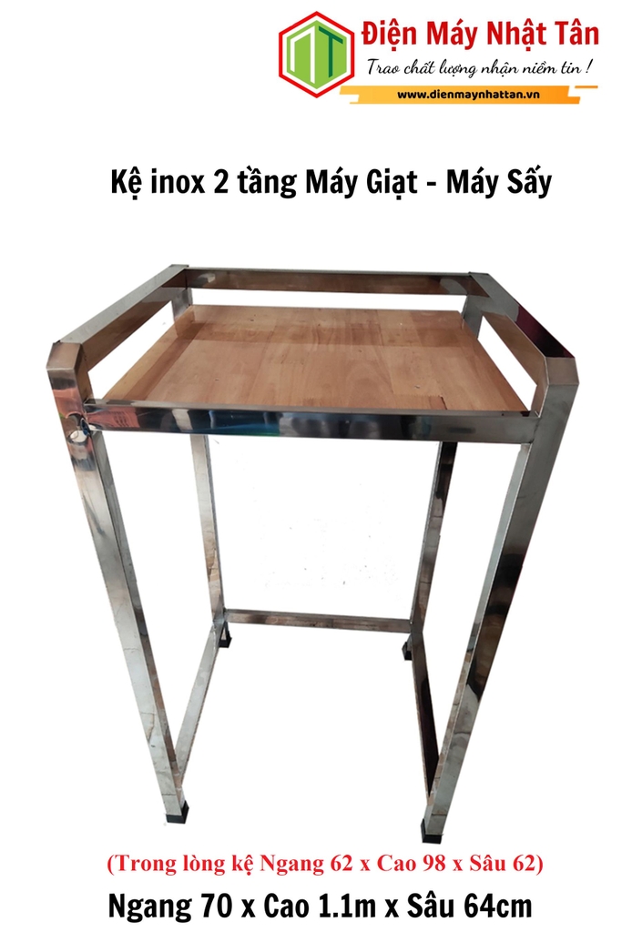 Kệ máy giặt máy, máy sấy 2 tầng chất liệu inox