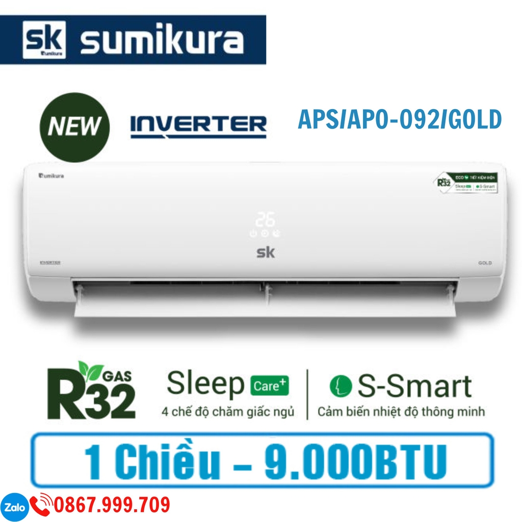 Điều hòa Sumikura 9000BTU 1 Chiều Inverter APS/APO- 092/ GOLD  (Gold R32)