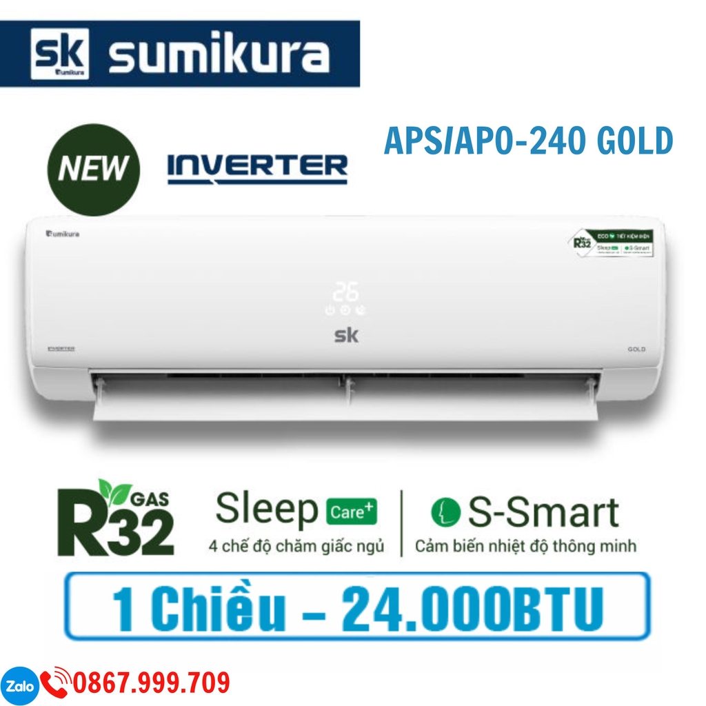 Điều Hòa Sumikura 24000Btu 1 Chiều Inverter APS/APO-240/GOLD