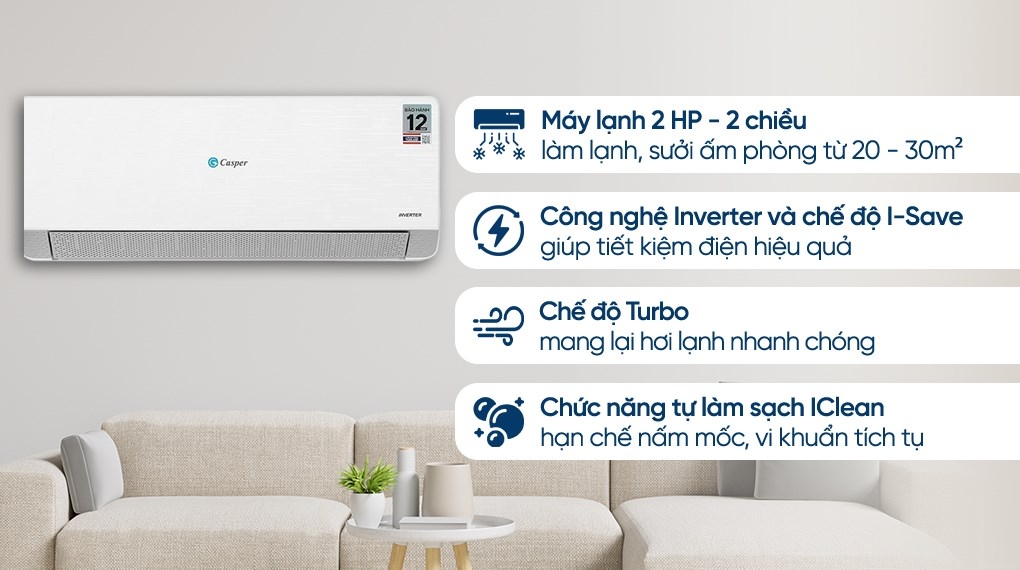 Điều hòa Casper 18000 BTU 2 chiều inverter QH-18IU36A