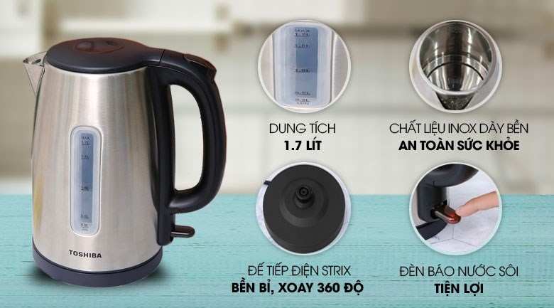 Ấm siêu tốc 1.7L Toshiba KT-17SH1VN