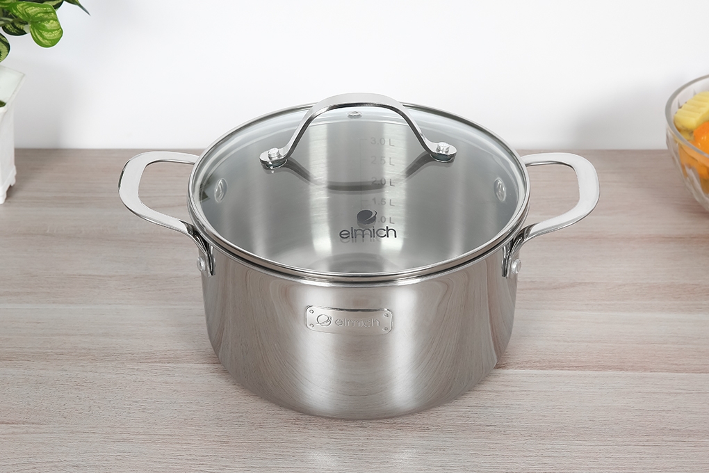 Bộ 3 nồi inox 5 đáy nắp kính Kangaroo KG878