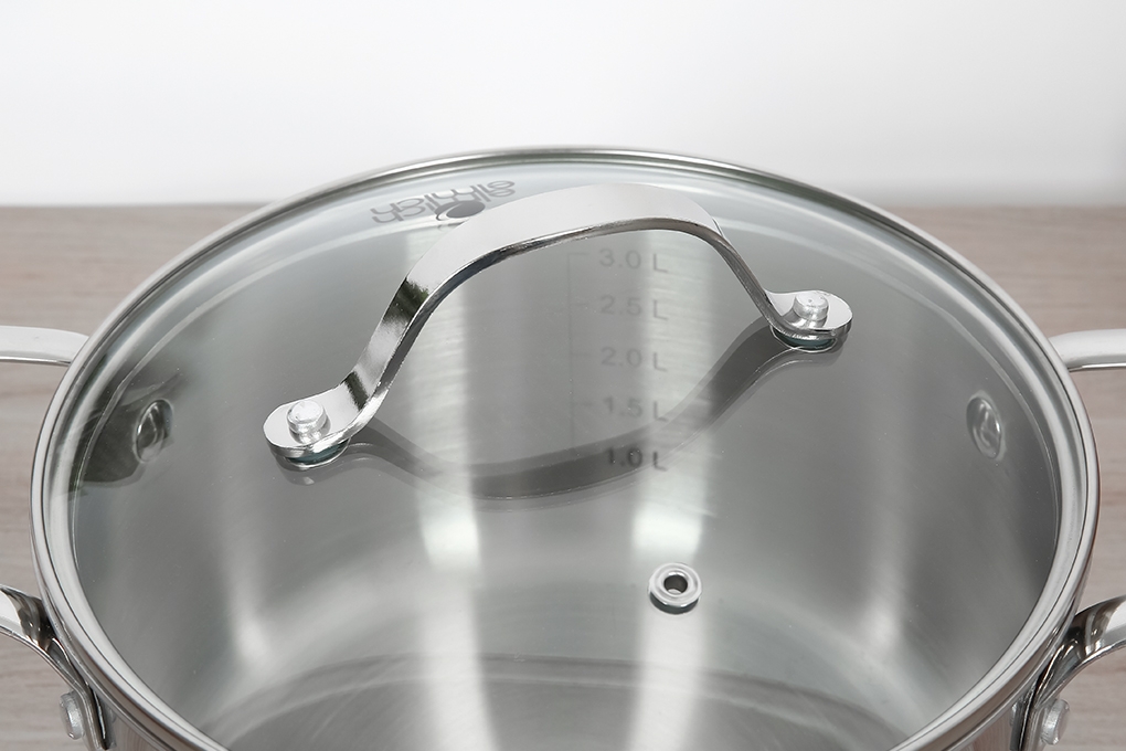 Bộ 3 nồi inox 5 đáy nắp kính Kangaroo KG878